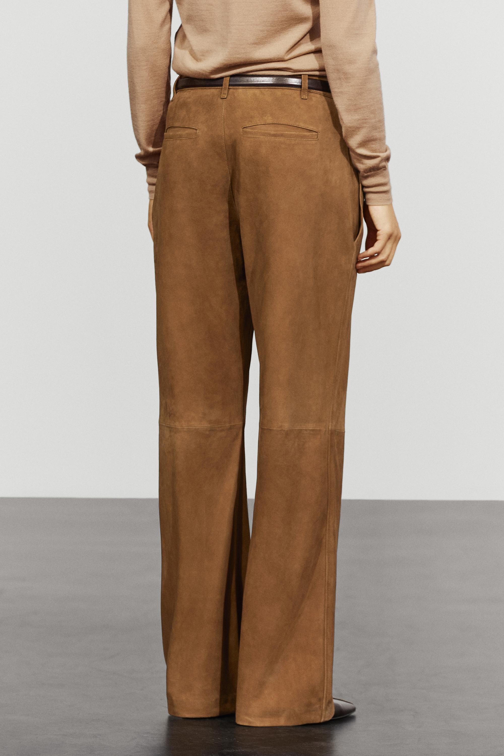 Suede leather pants